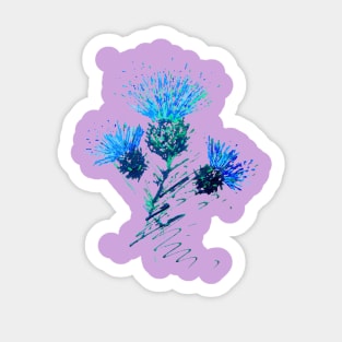 Scottish thistles in blue Sticker